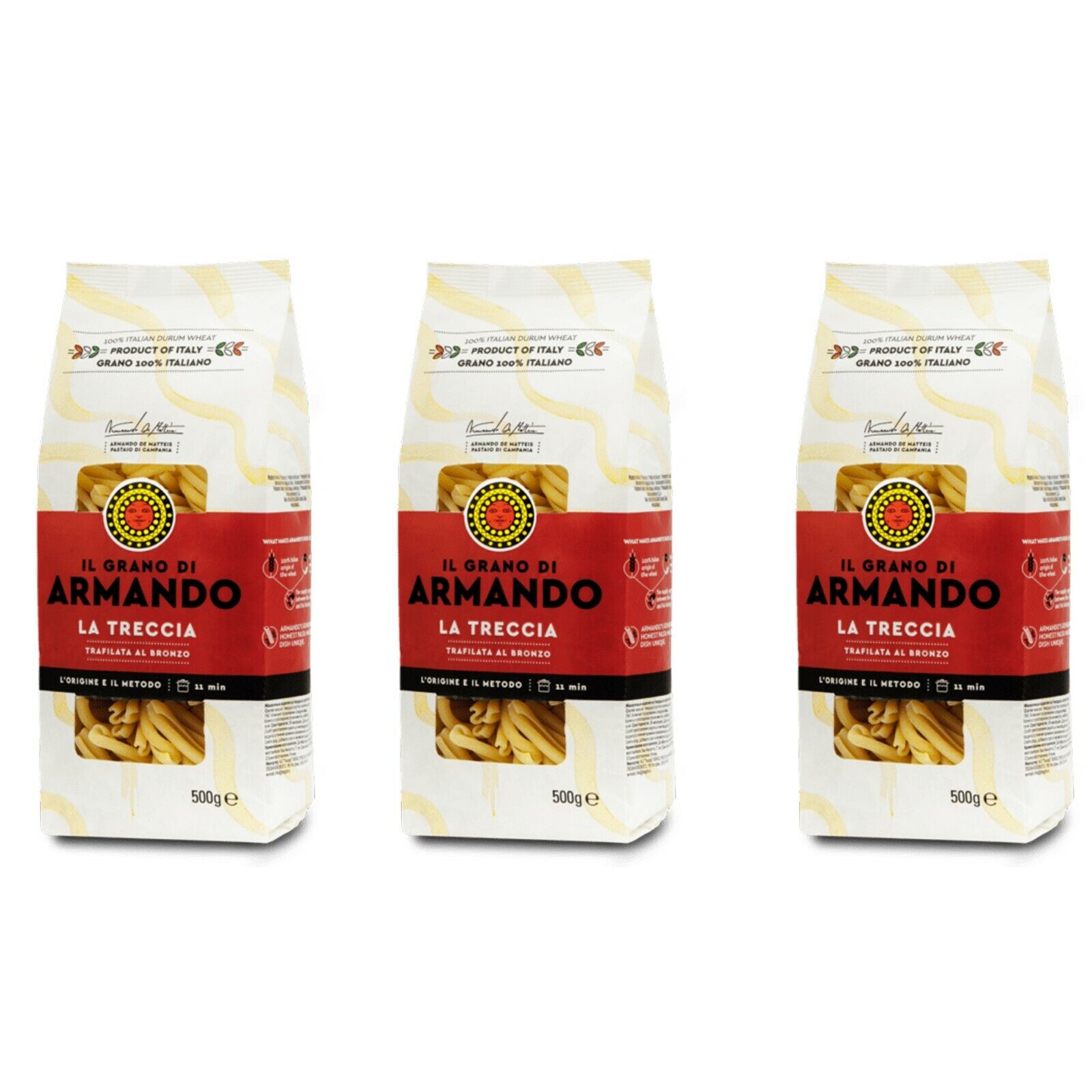 1,5 kg PASTA ARMANDO LA TRECCIA Trfilata al Bronzo GRANO ARMANDO ITALIANO