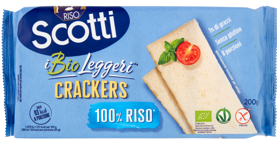 CRACKERS RISO BIO SCOTTI VEGANO FARINA SENZA GLUTINE BISCOTTI SNACK SALATI 200 g