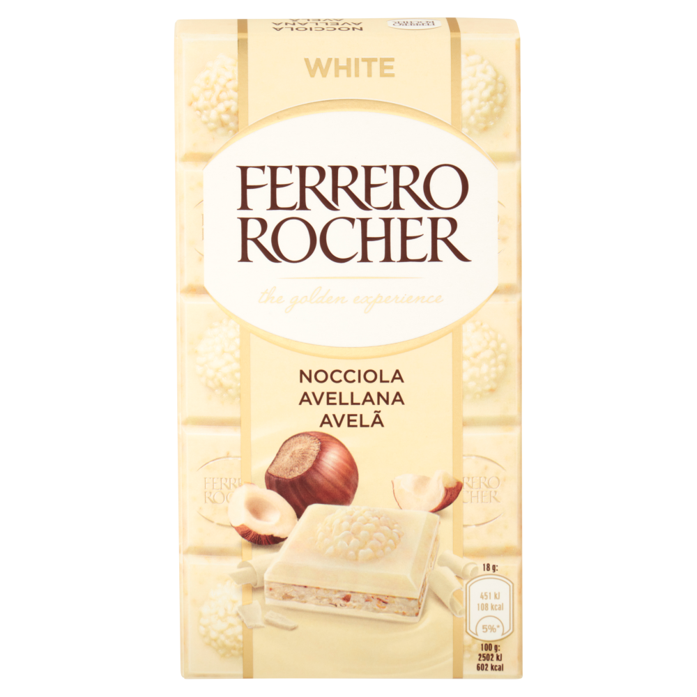 3 - Ferrero Rocher White - tavoletta ricoperta di cioccolato bianco -90GR