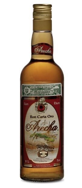 1 b. Rum ARECHA Ron CARTA ORO Rhum genuino Cubano 70 Cl. 38 % vol