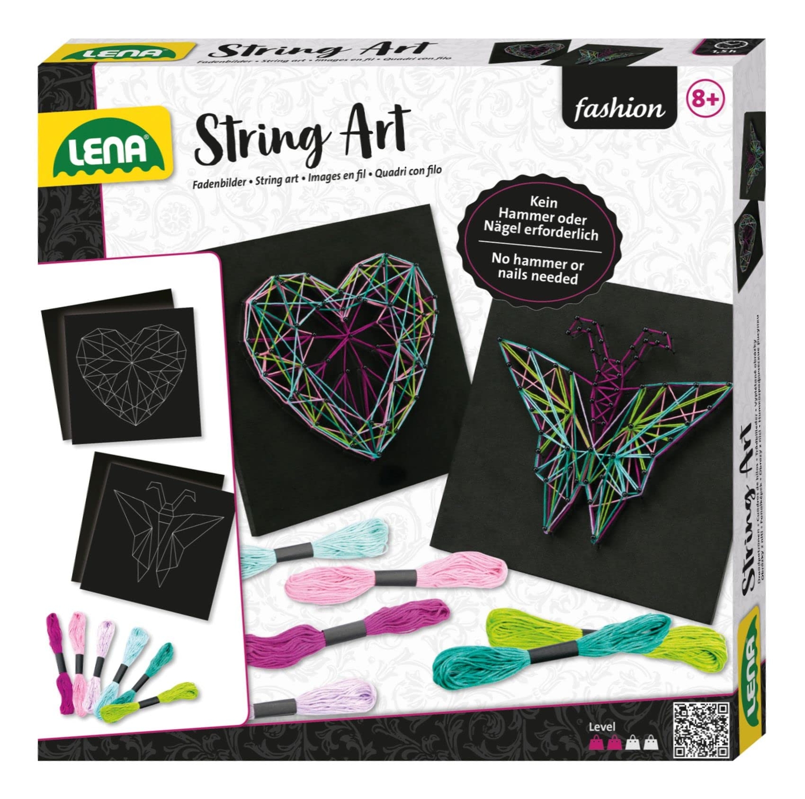 Lena 42650 Herz Craft String Art Butterfly and Heart, Complete Patterns, with 2