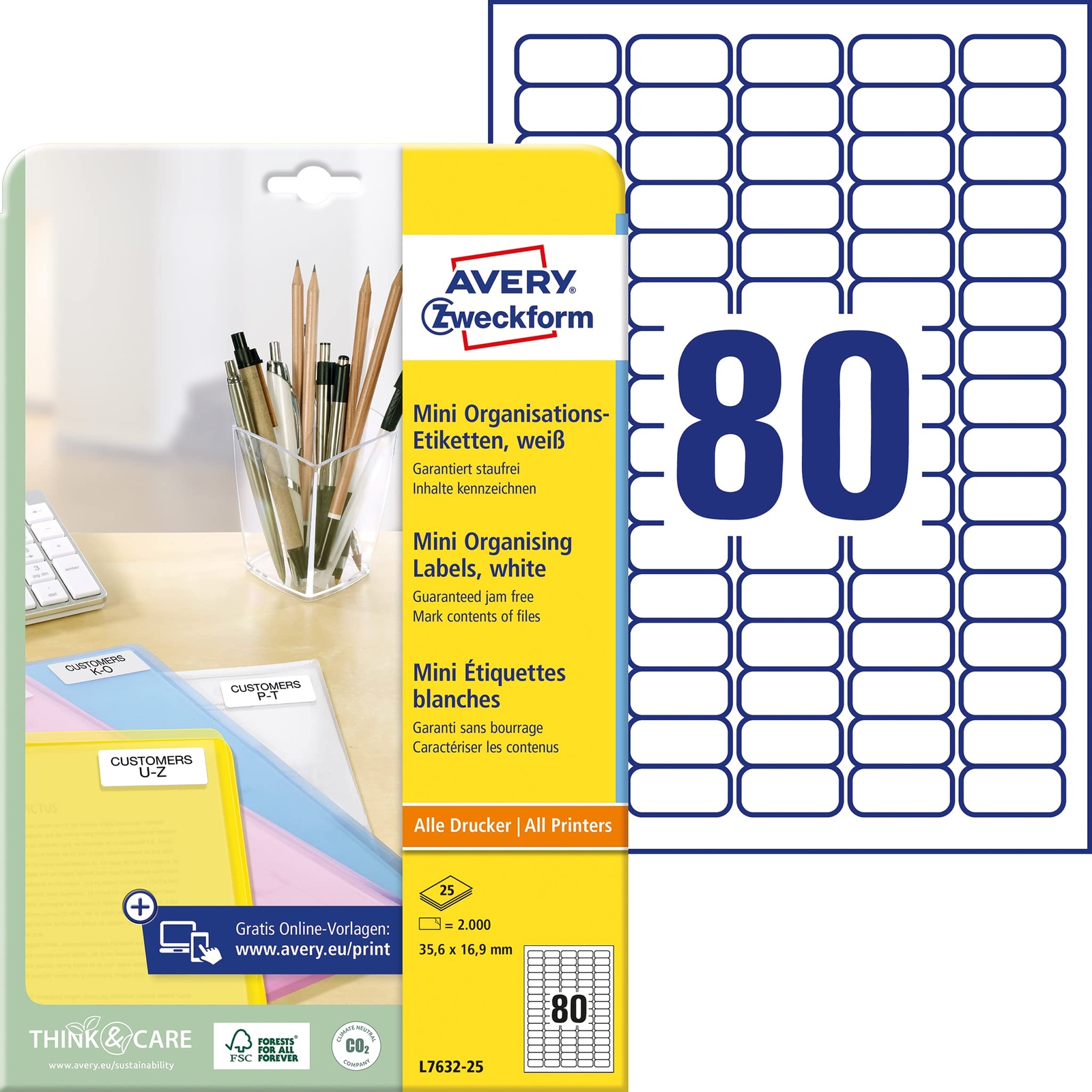 Avery Zweckform Mini Labels 35.6x16.9 mm White