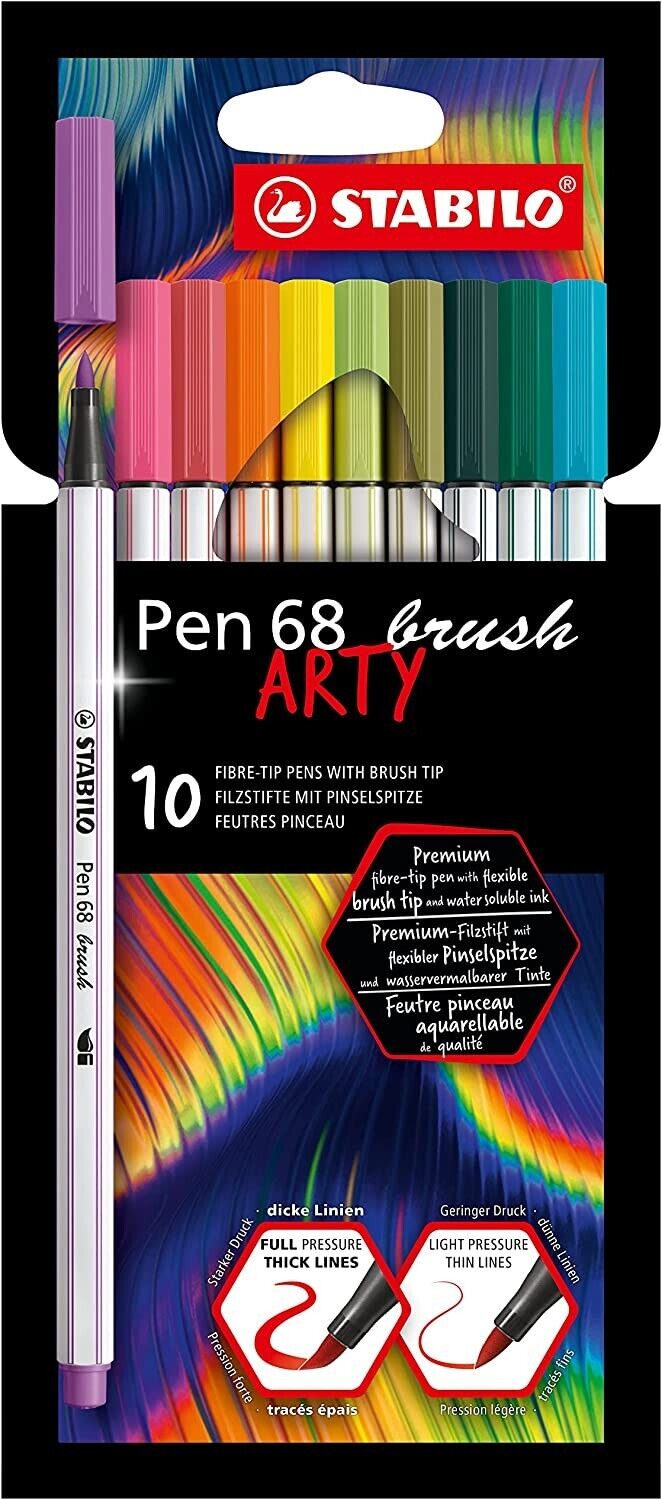BRUSH PEN  PENNARELLI STABILO PEN 68 ASTUCCIO CARTA 10 PEZZI