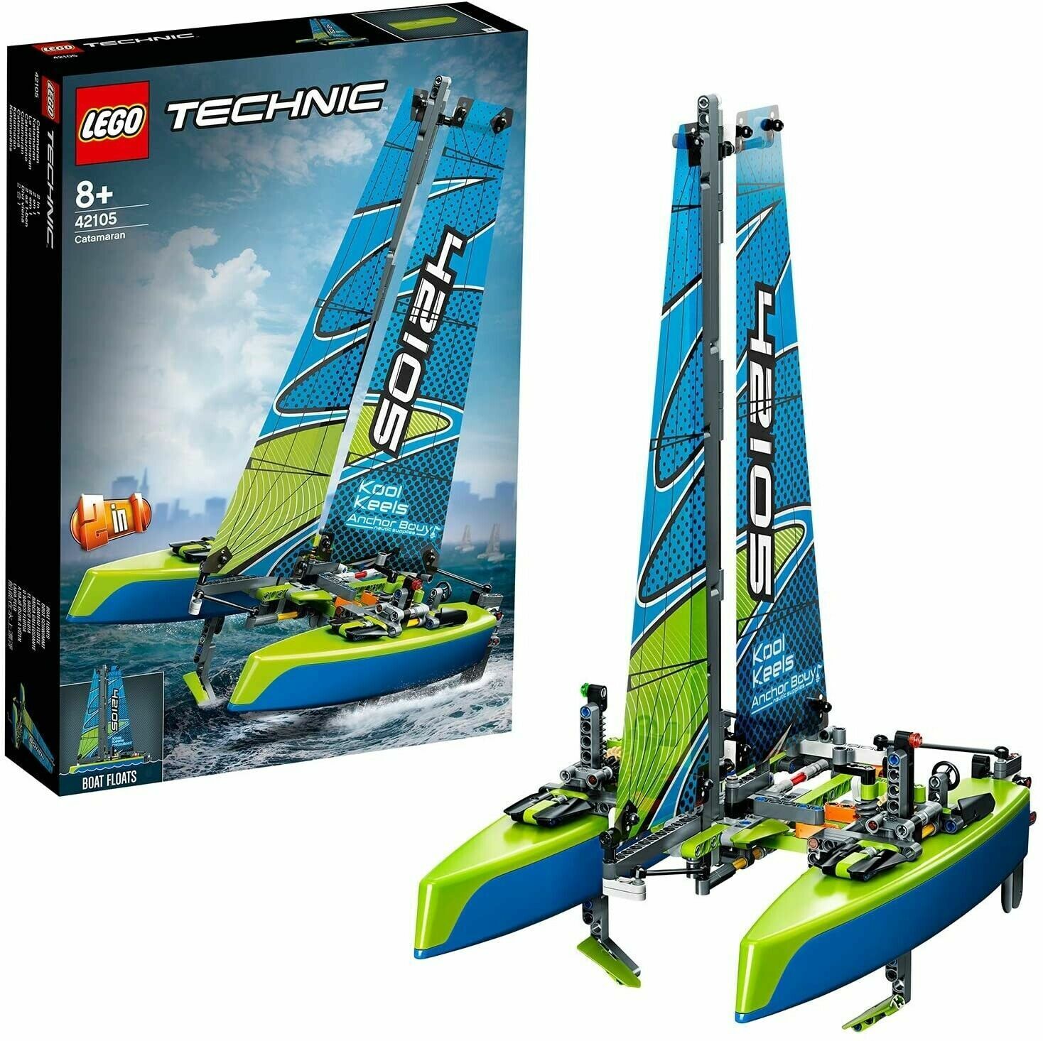 LEGO TECHNIC 2 IN 1 - CATAMARANO GALLEGIANTE CATAMARAN ETA' 8+ PZ 404 ART 42105