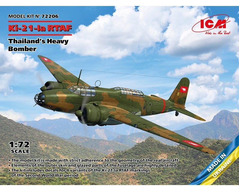 ICM Mitsubishi Ki-21-Ia RTAF Thailand's Heavy Bomber 1:72 72206 modellismo