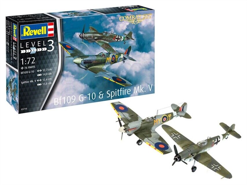 Combat Set: Bf109G-10 & Spitfire Mk.V 1:72 Plastic Model Kit REVELL