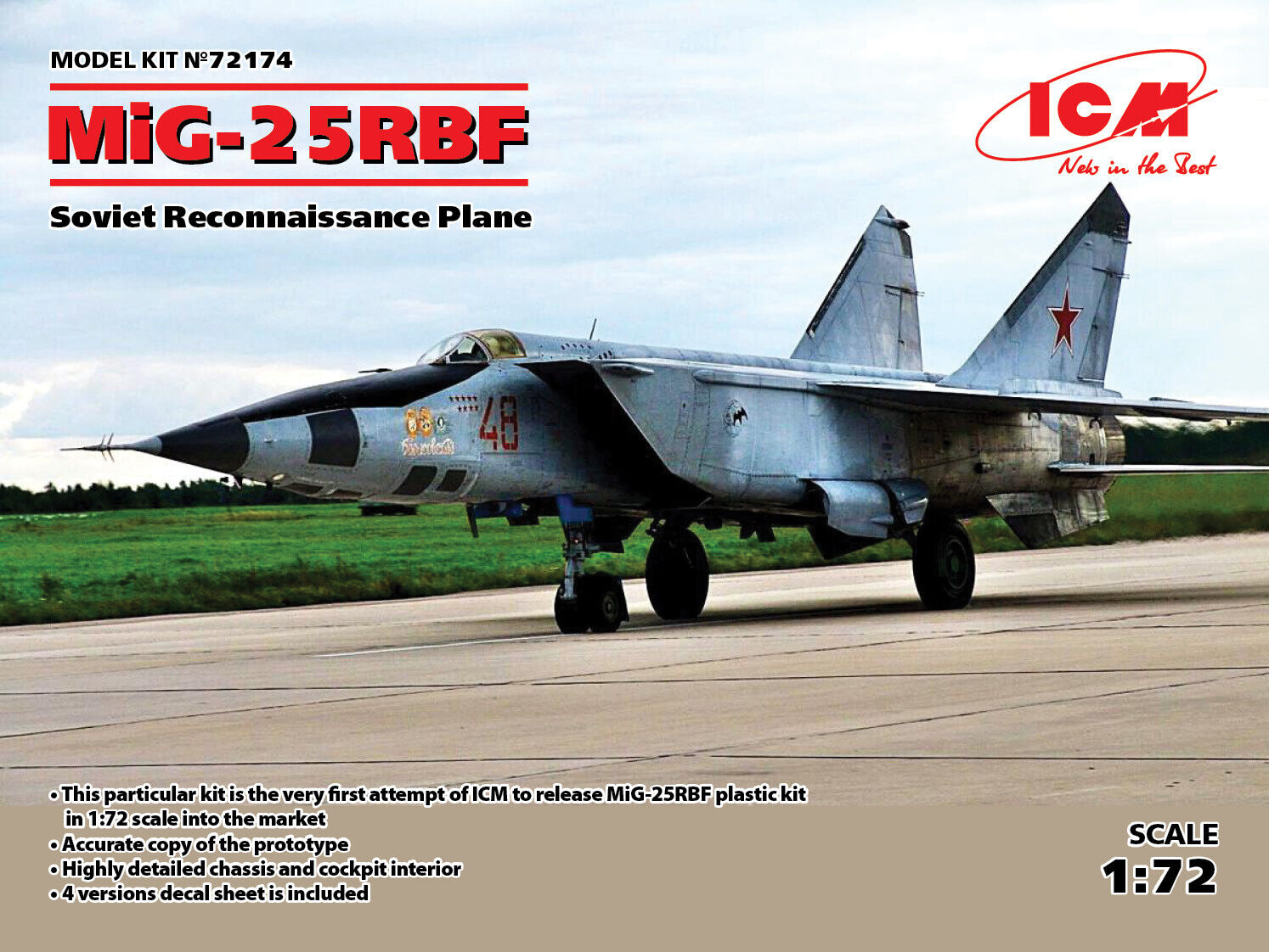 Mig-25 Rbf, Soviet Reconnaissance Plane 1:72 Plastic Model Kit ICM