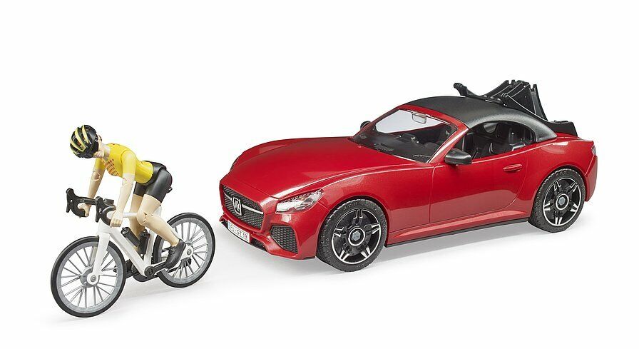BRUDER 03485 ROADSTER CON BICI DA CORSA E CICLISTA