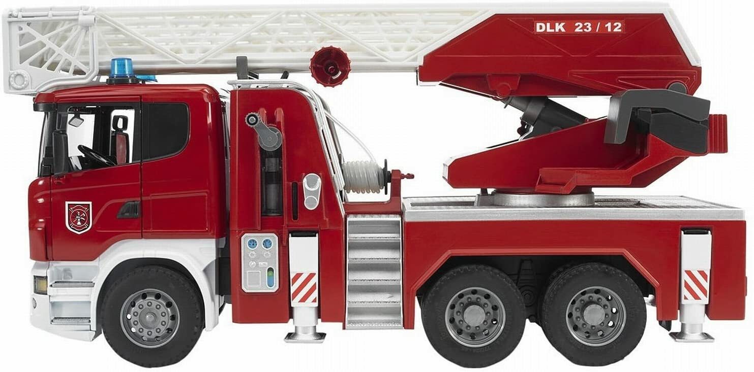 Bruder 03590 ,Camion Pompieri Scania R Serie S Autopompa Luci/Suoni, Porte Aprib