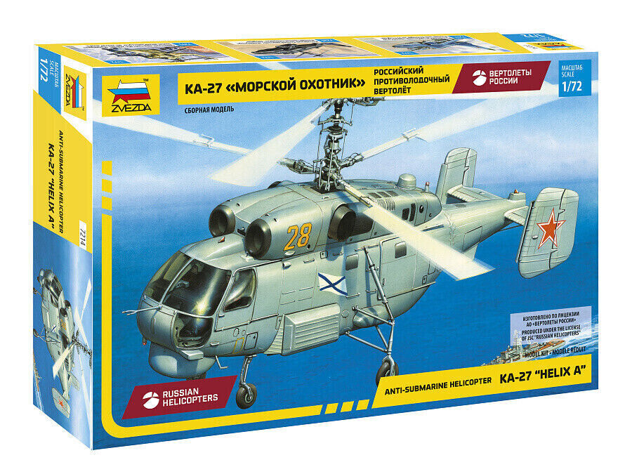 ZVEZDA 1:72 KIT ELICOTTERO RUSSO ANTI-SUBMARINE HELICOPTER KA-27 HELIX  A   7214