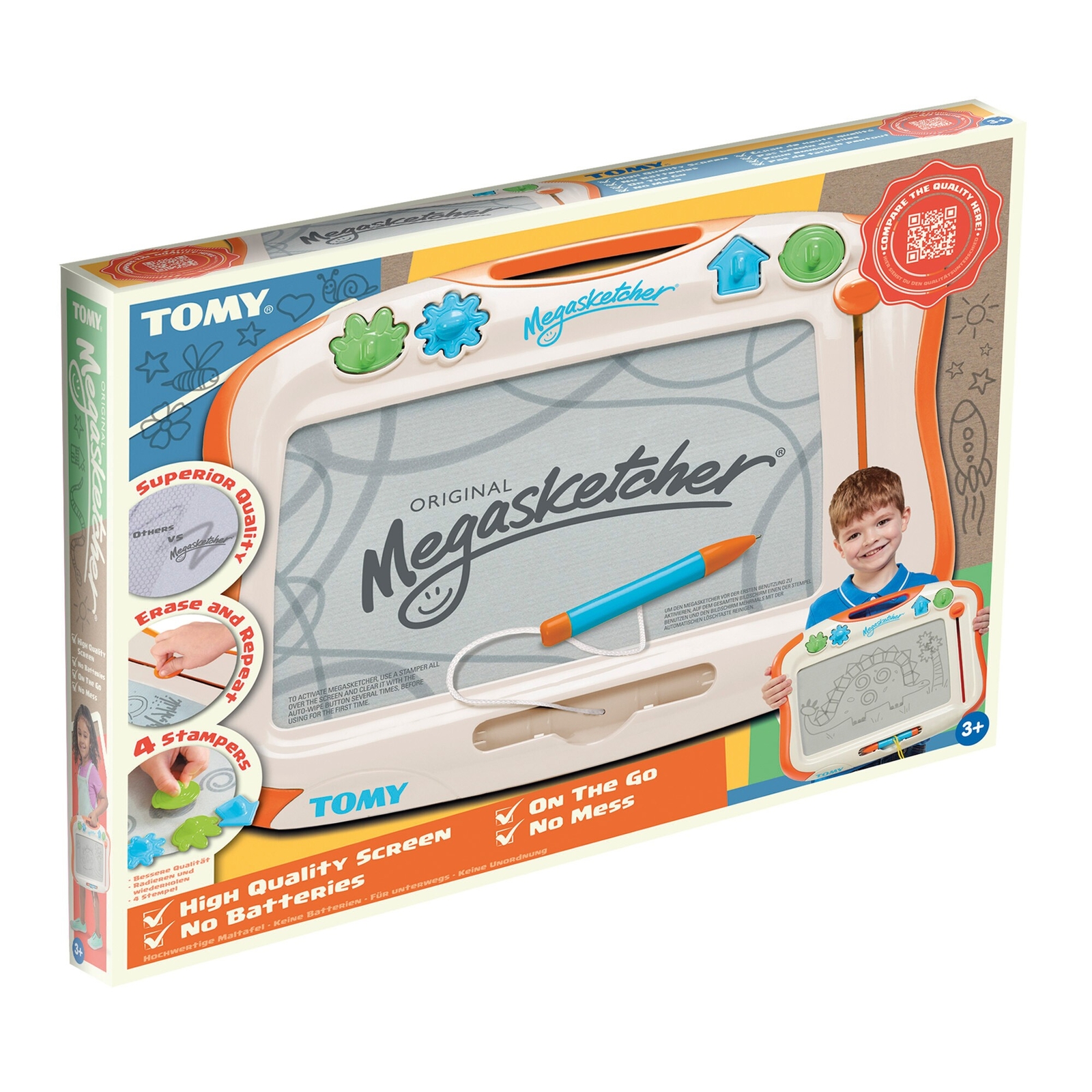 MEGASKETCHER original TOMY kit artistico LAVAGNA magnetica CANCELLABILE cin acce