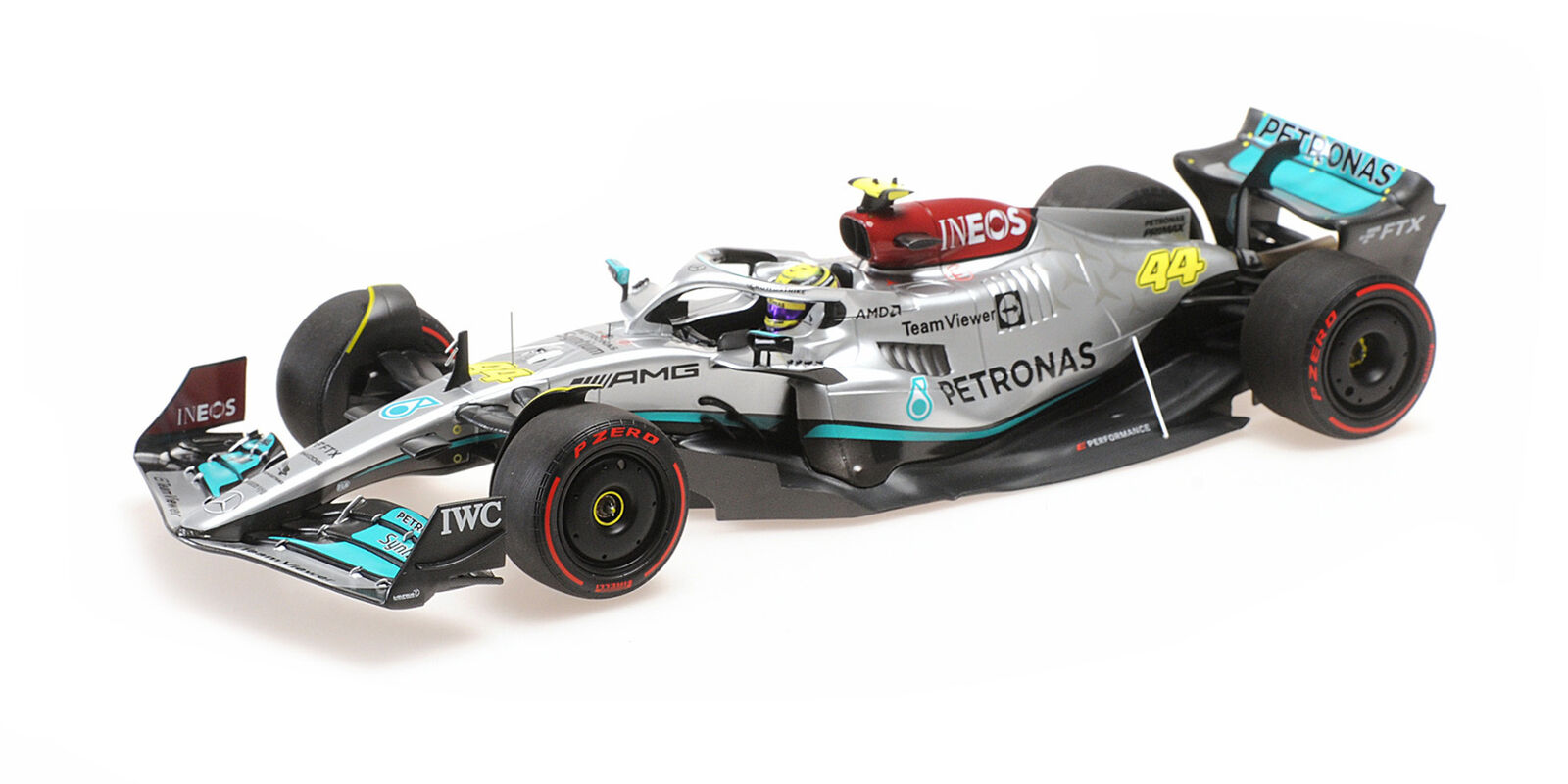Minichamps 1:18 MERCEDES AMG W13 LEWIS HAMILTON SPAIN GP 2022 - 110220044