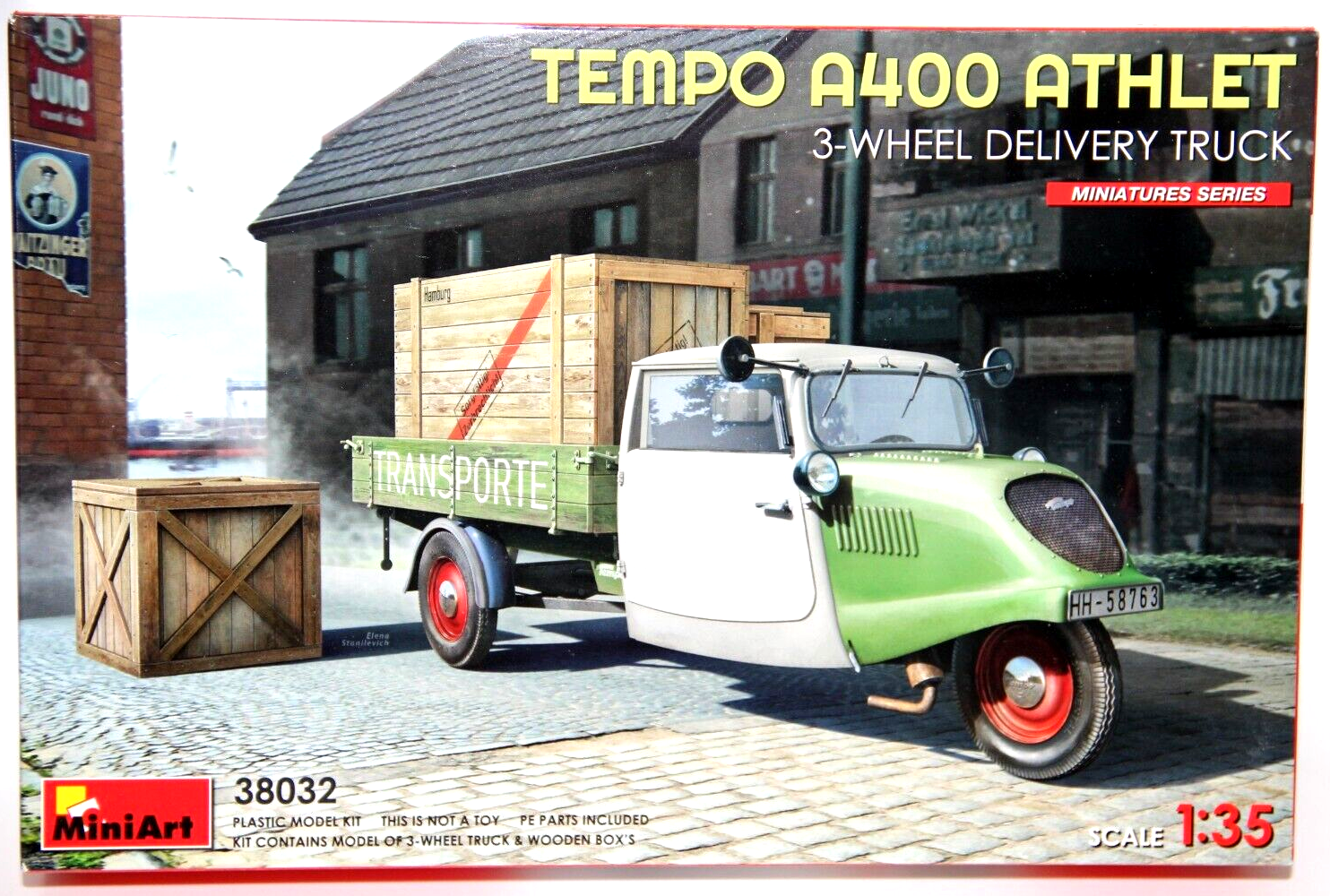 MINIART 1:35 MINIATURE SERIES TEMPO A400 ATHLET 3 WHEEL DELIVERY TRUCK ART 38032