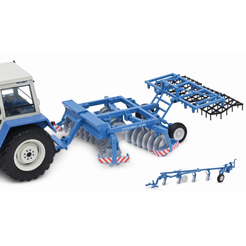 FORTSCHRITT PFLUG B200 + SCHEIBENEGGE B402 1:32 Schuco Die Cast Modellino