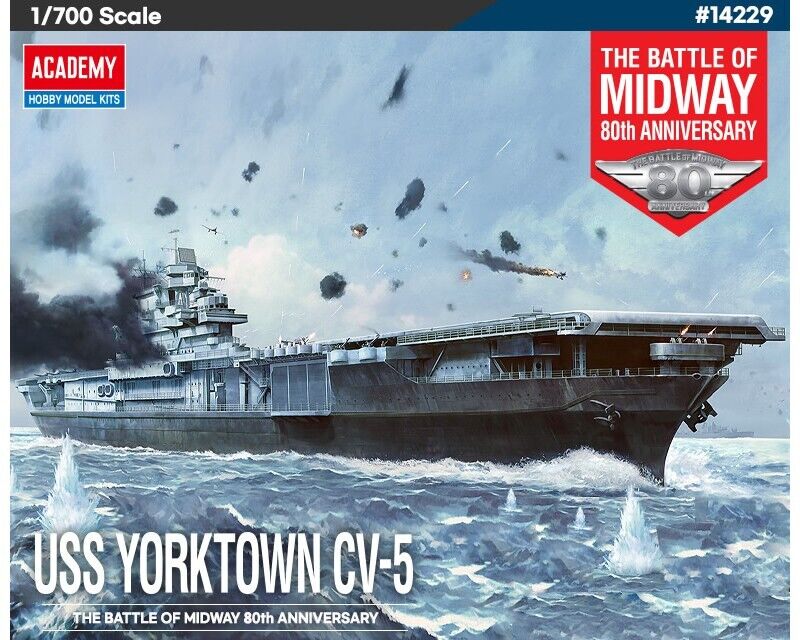 Academy 14229 USS Yorktown CV-5 The Battle of Midway 80th Ann. 1:700 modellismo