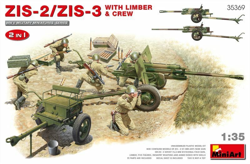 Zis-2/zis-3 With Limber & Crew. 2 In 1 1:35 Plastic Model Kit MINIART