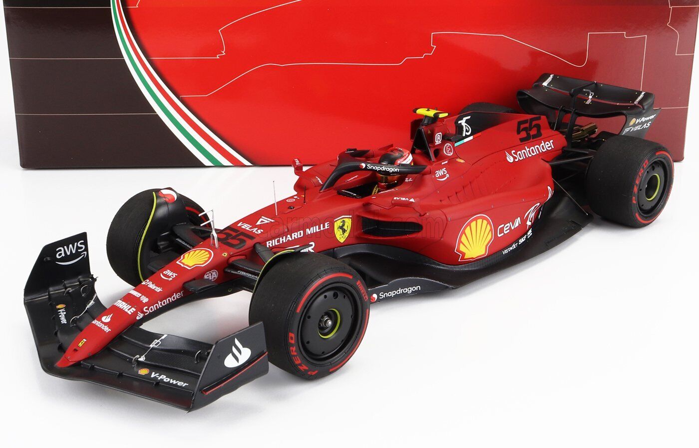 1/18 BBR-MODELS - FERRARI - F1-75 TEAM SCUDERIA FERRARI N 55 2nd BBR221855