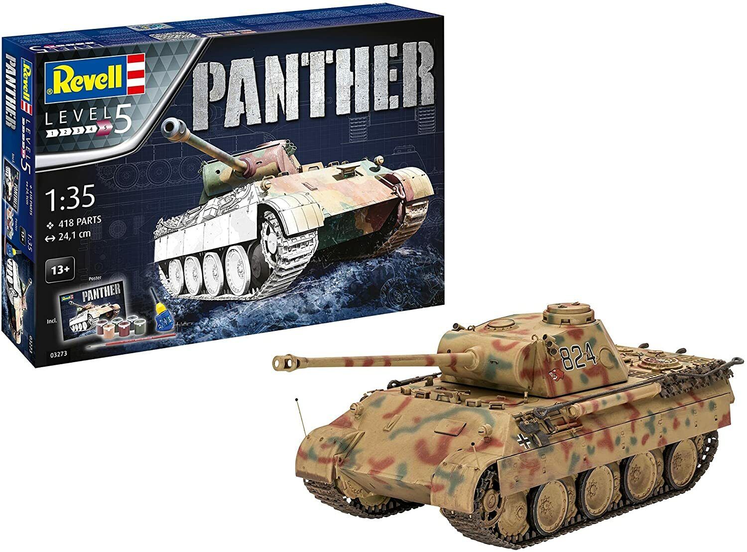 Panther Ausf.D Tank Gift Set 1:35 Plastic Model Kit REVELL