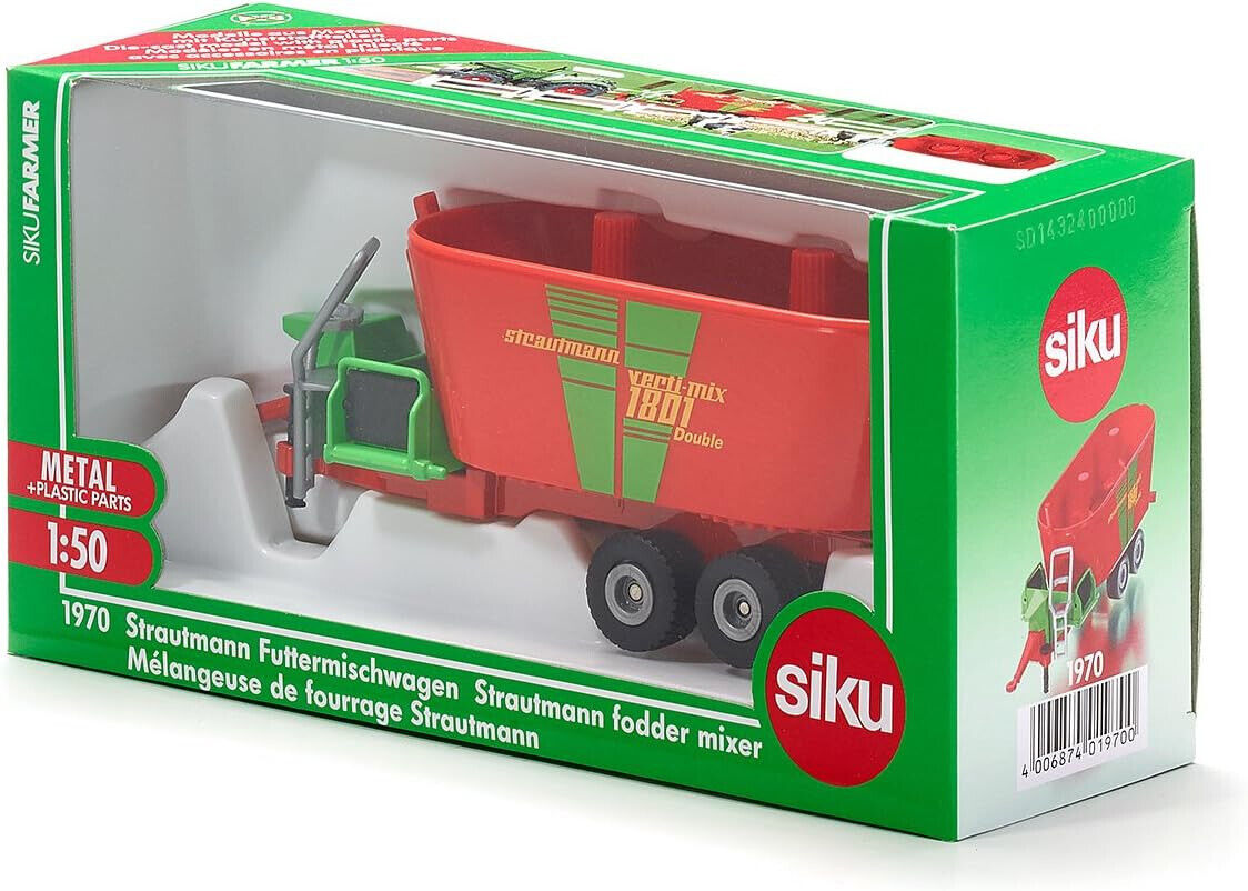 SIKU 1:50 DIE CAST RIMORCHIO PER FORAGGIO STRAUTMANN VERTI-MIX  1801 DOUBLE 1970