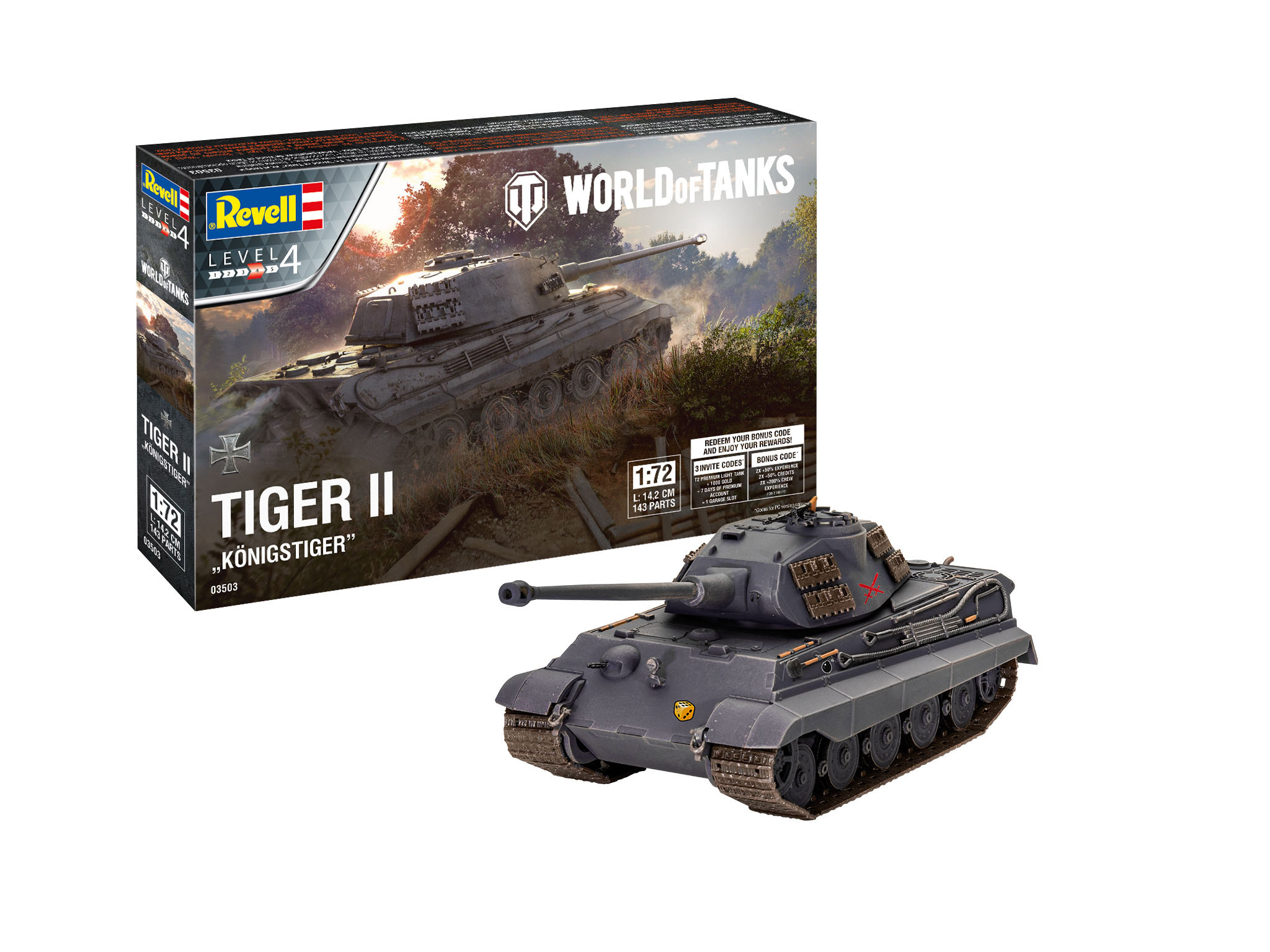 World Of Tanks: Tiger Ii Ausf.b King Tiger 1:72 Plastic Model Kit REVELL