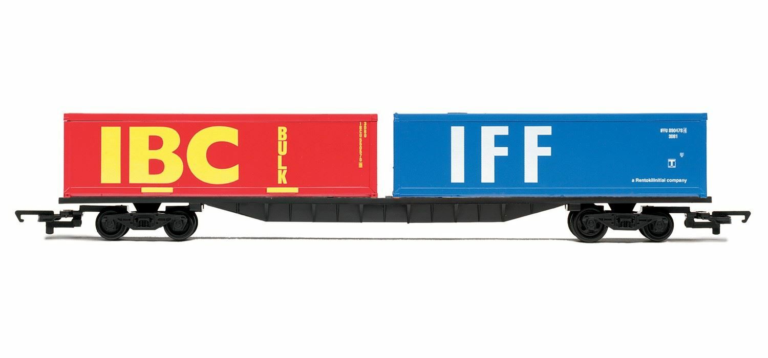 Nuovo Hornby Ferrovia Container Bogie Vagone Con 0.6x9.1m Contenitori - R6425