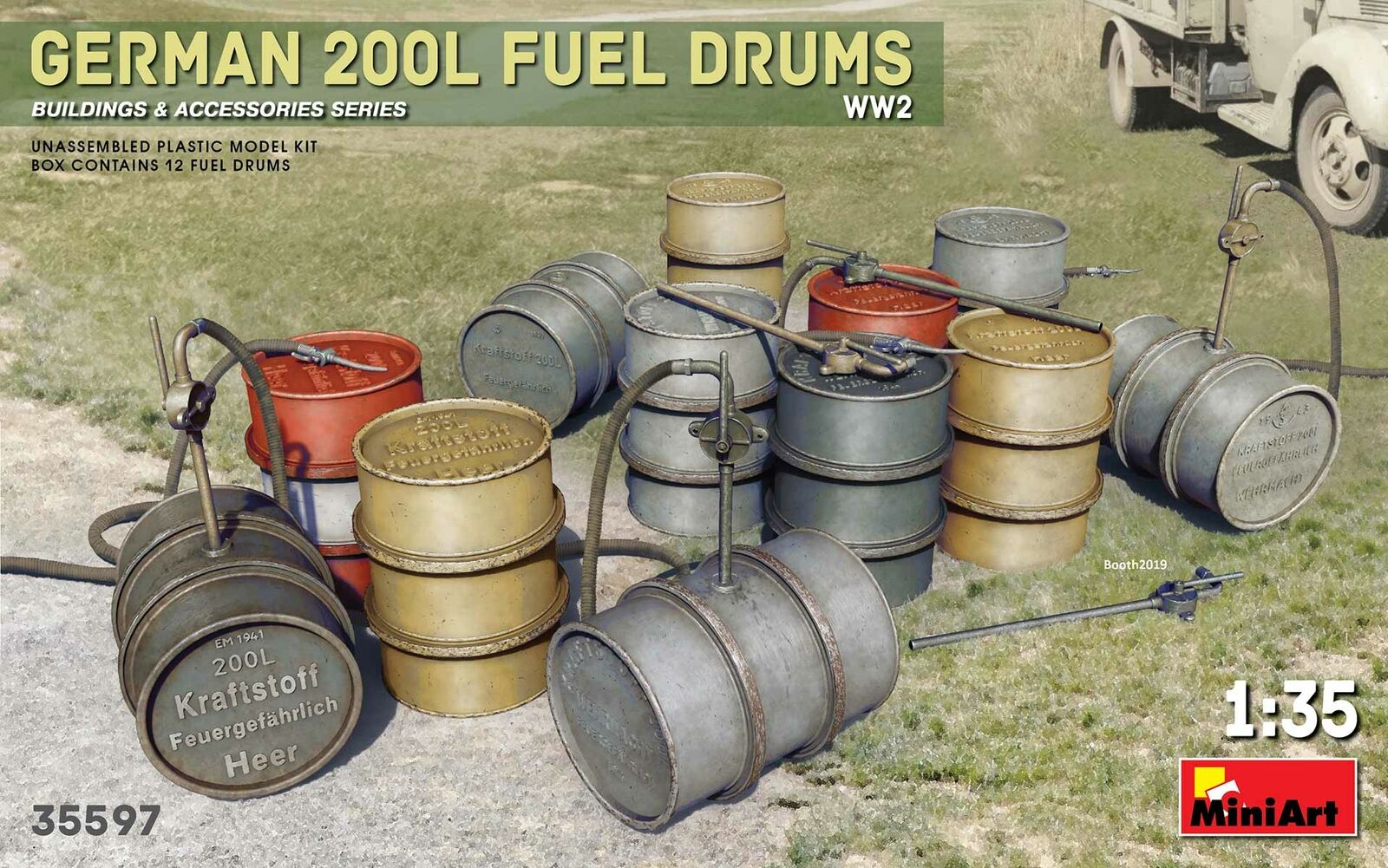 German 200l Fuel Drum Set WW2 WWII 1:35 Plastic Model Kit MINIART