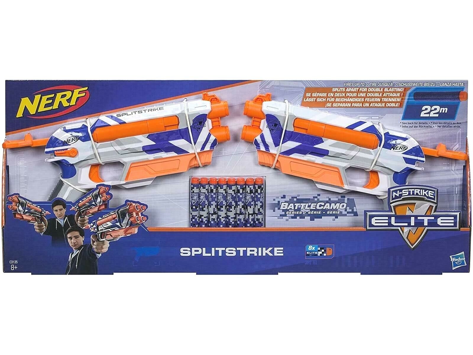 Nerf "SplitStrike" doppia pistola giocattolo con dardi Nstike Elite C3135
