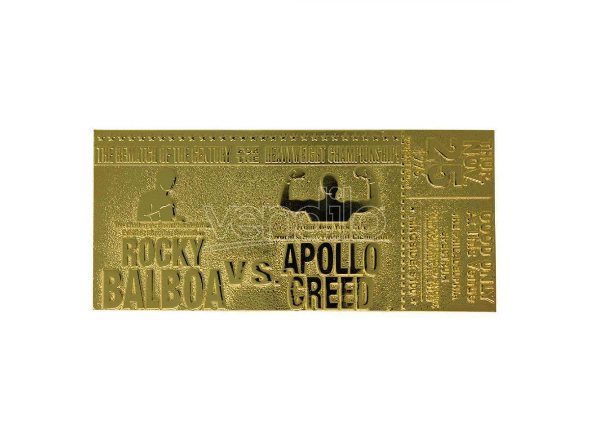 Rocky 2 Replica Biglietto Rocky Balboa vs Apollo Creed (Placcato in Oro) Fanatti