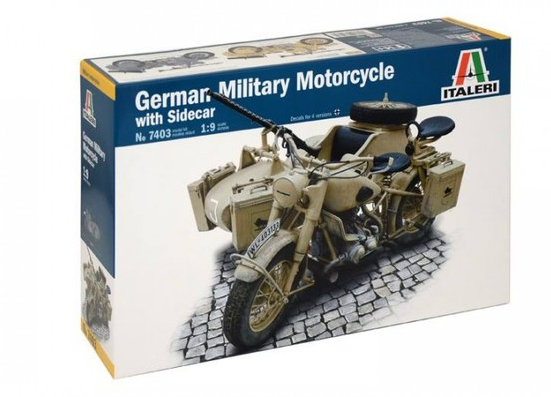 GERMAN MILITARY MOTORCYCLE WITH SIDECAR 1/9 KIT ITALERI 7403
