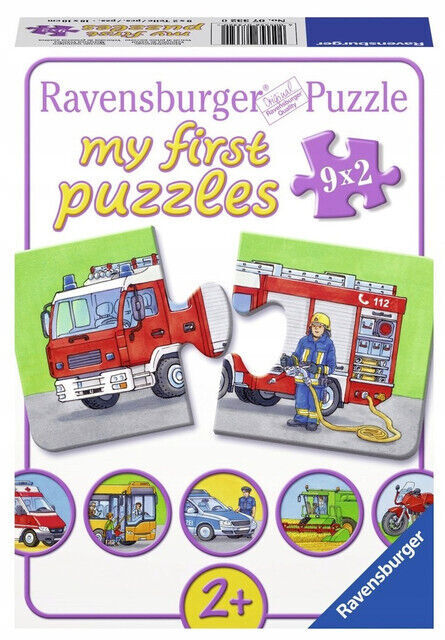 Puzzle 9x2 elementy. Pojazdy