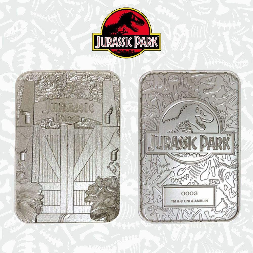 REPLICA BIGLIETTO TICKET JURASSIC PARK PLACCATO ARGENTO LIMITED EDITION