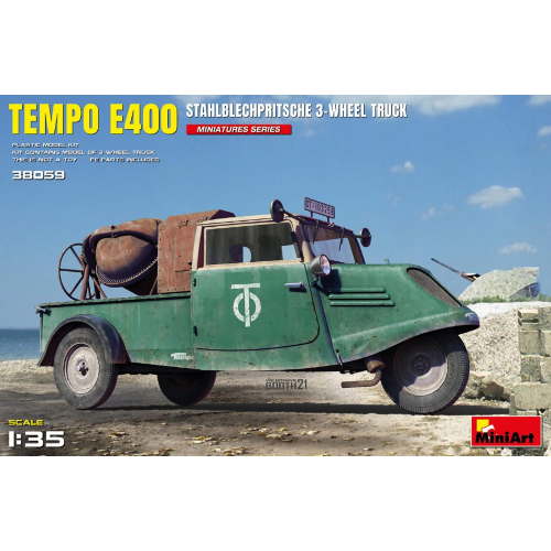TEMPO E400 STAHLBECHPRITSCHE 3 WHEEL TRUCK KIT 1:35 Miniart Kit Auto Die Cast