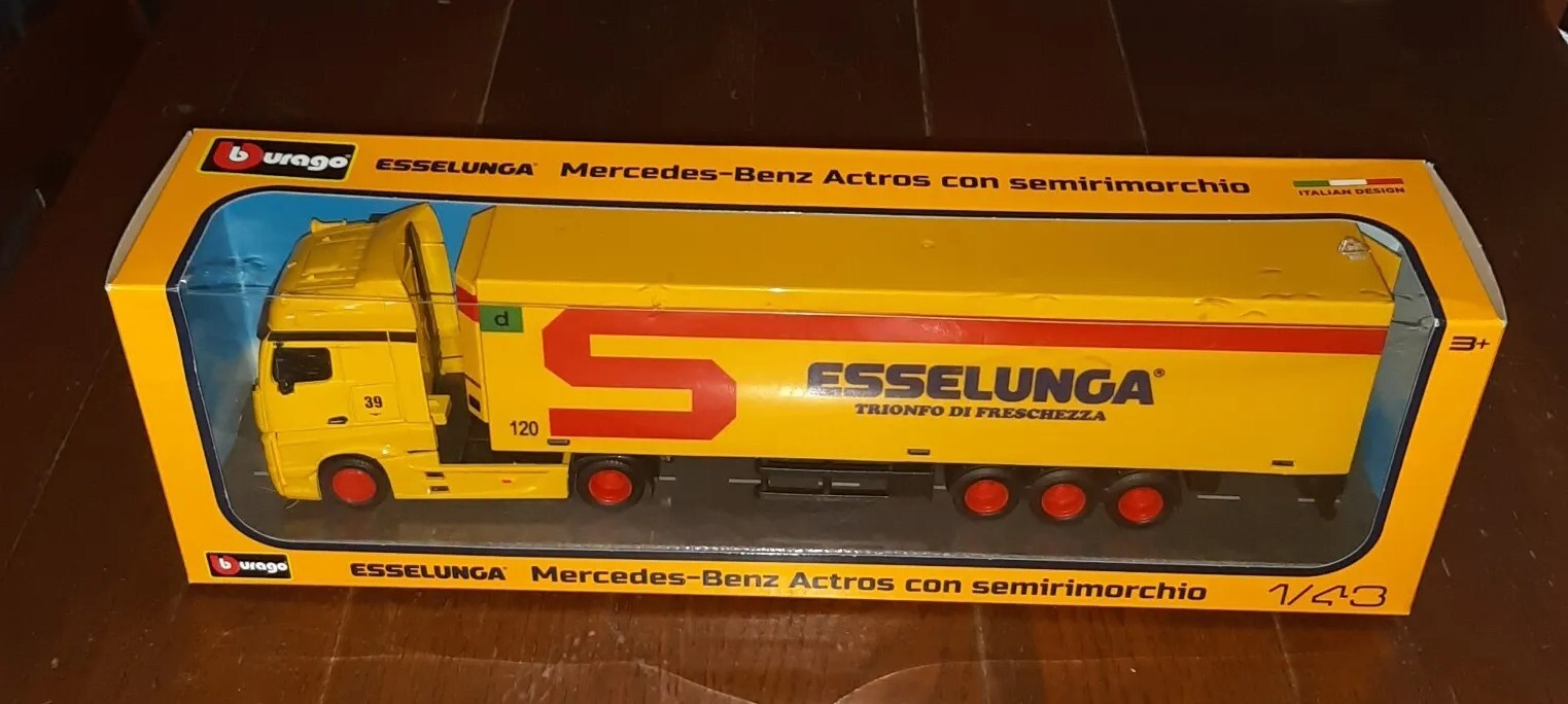 BBURAGO CAMION ESSELUNGA MERCEDES-BENZ ACTROS 1/43 CON SEMIRIMORCHIO