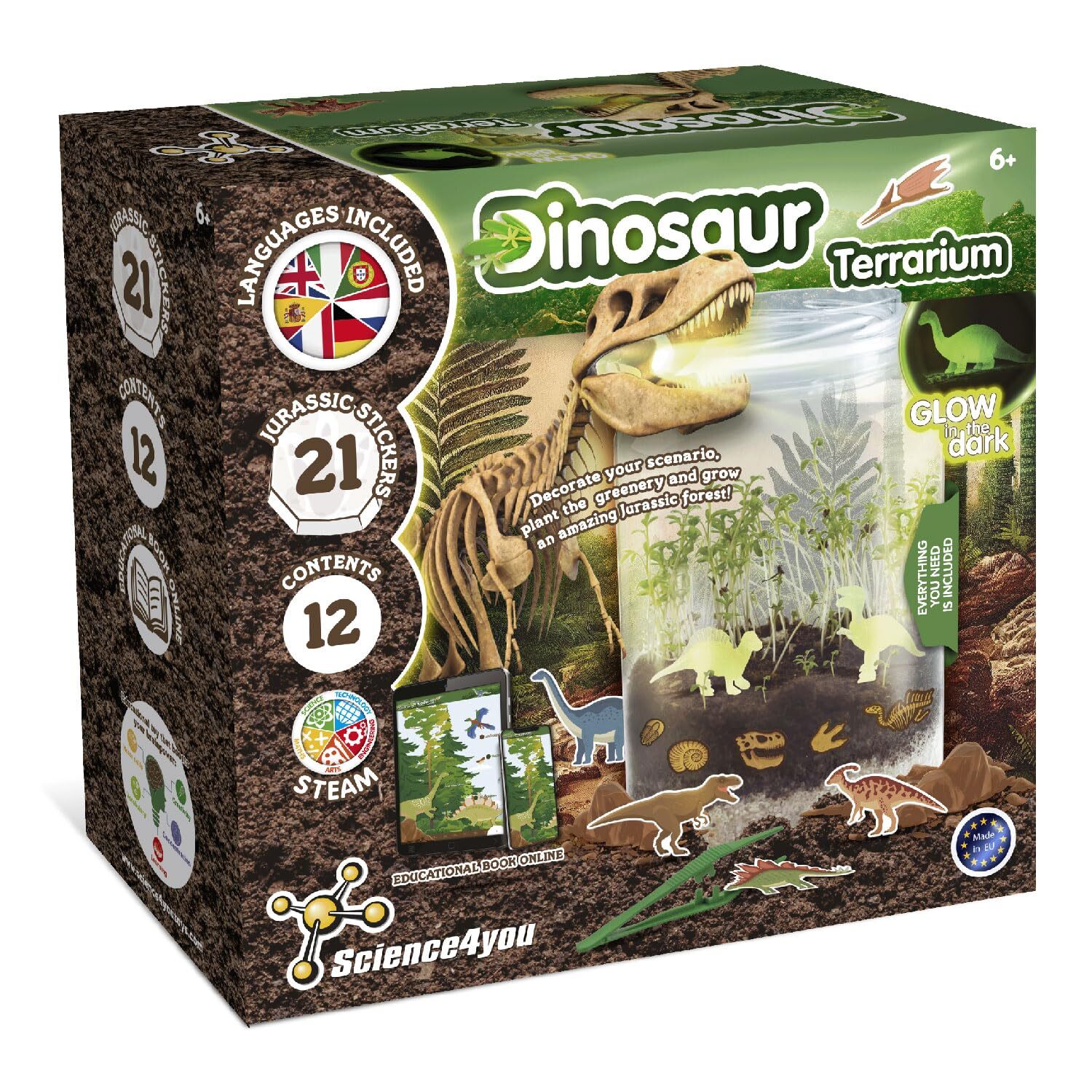 Science4you Dinosaur Terrarium Kit - Make Your Own Terrarium, Glow in the Dark D