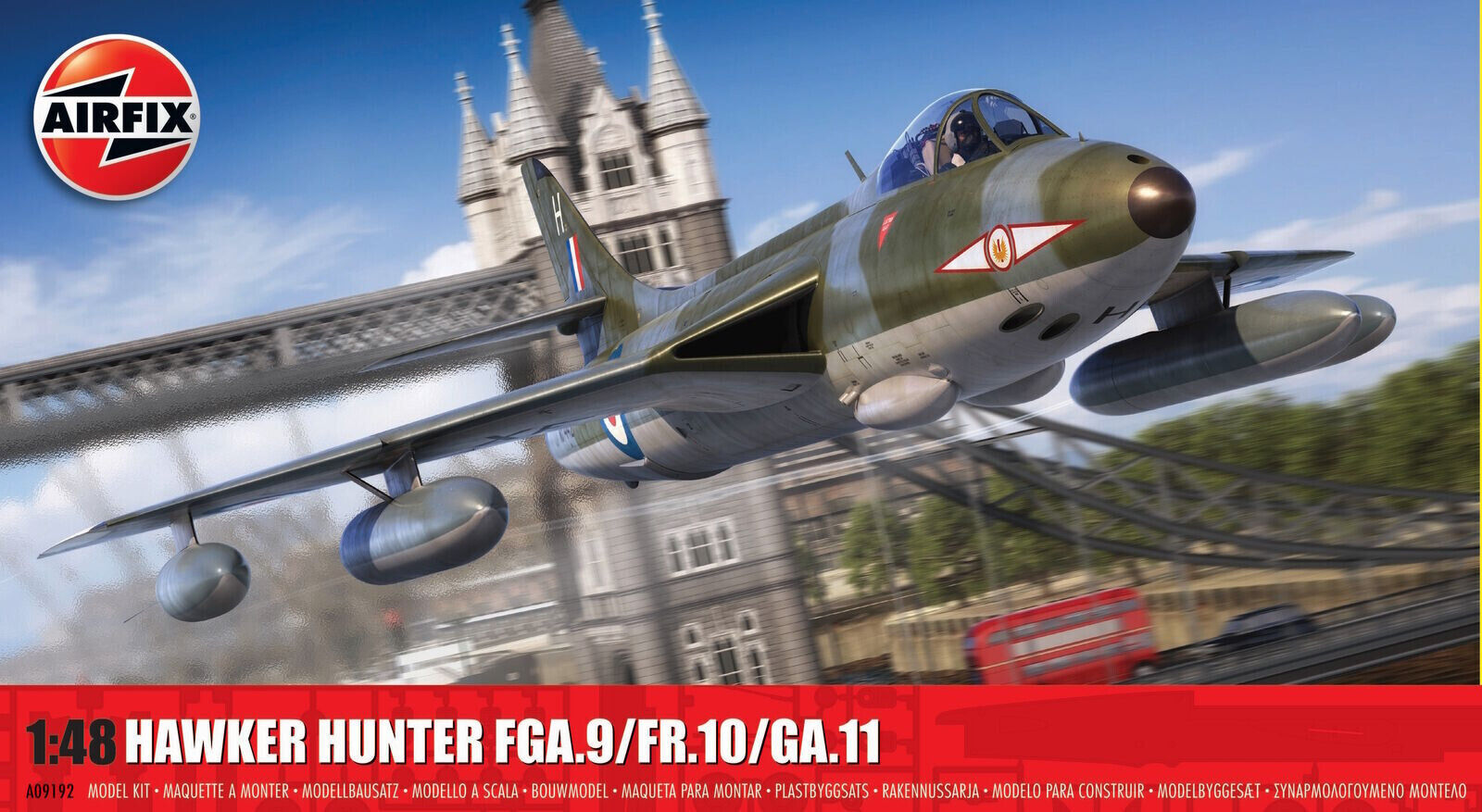AIRFIX  1:48 KIT AEREO HAWKER HUNTER FGA.9/FR.10/GA.11 LUNGHEZZA 29,1 cm  A09192