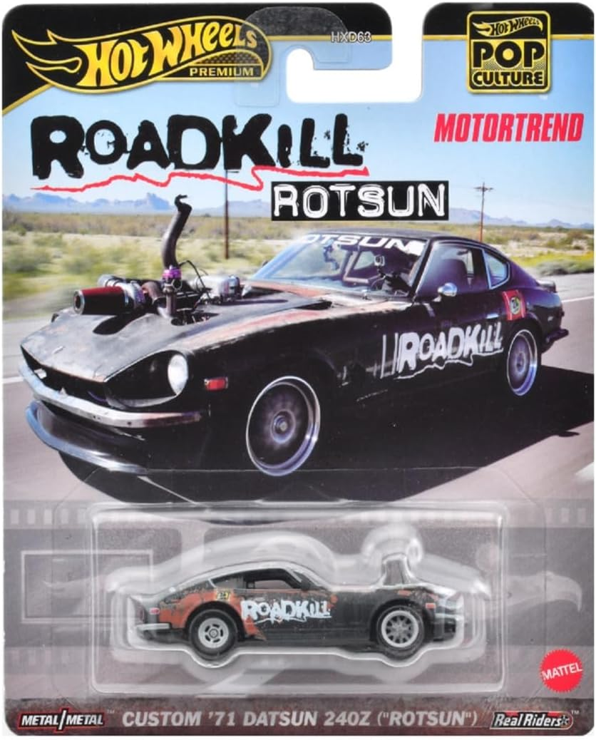 HOT WHEELS PREMIUM POP CULTURE ROADKILL ROTSUN CUSTOM '71 DATSUN 240Z (HXD63)