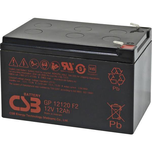 CSB BATTERY GP 12120 STANDBY USV GP12120F2 BATTERIA AL PIOMBO 12 V AH MODELLISMO