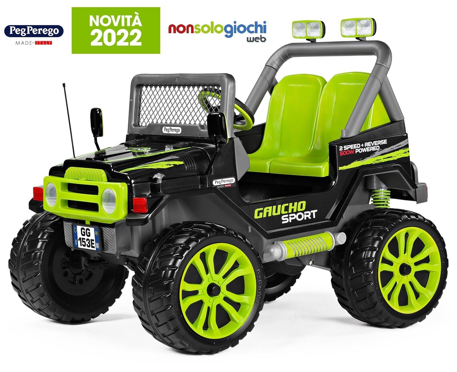GAUCHO SPORT 12V 500w auto elettrica 2 posti Peg Perego IGOD0112 -nuovo-Italia