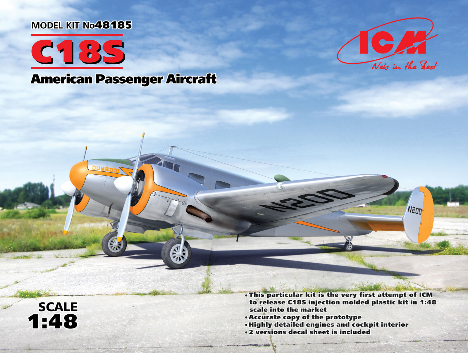 C18S, American Passenger Aircraft 1:48 Plastic Model Kit ICM