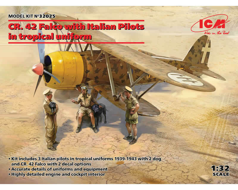 ICM 32025 CR.42 Falco with Italian Pilots in tropical uniform 1:32 modellismo