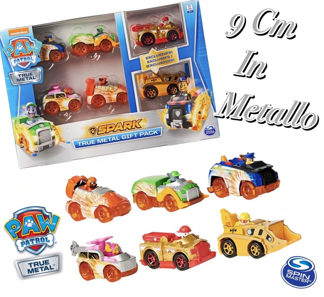 Paw Patrol-Set Da Sei Veicoli True Metal (metallo) Versione Spark