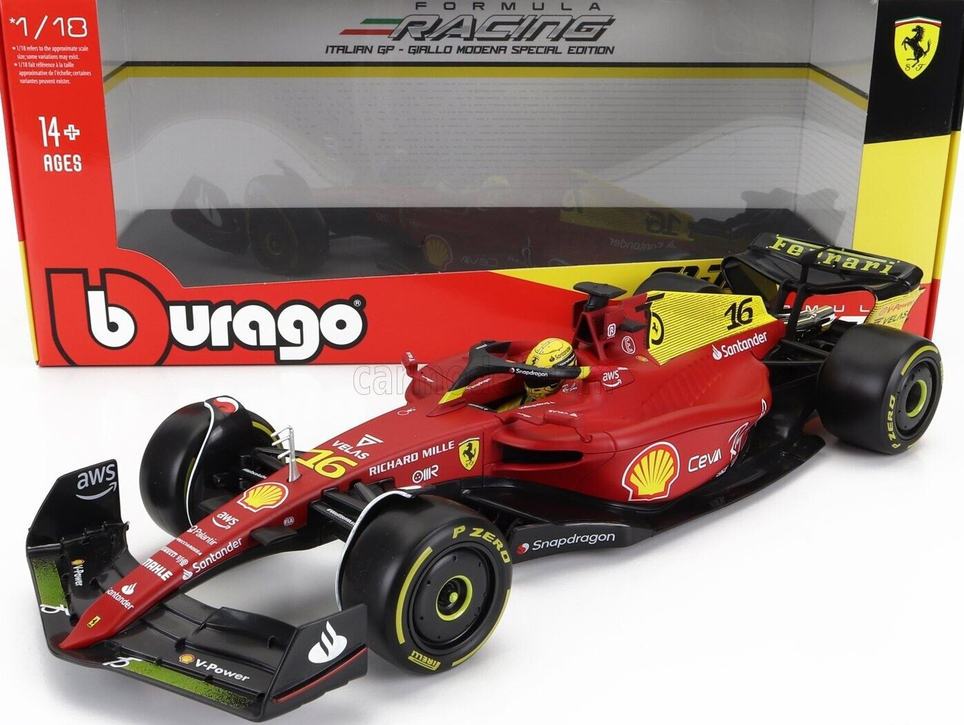 Burago 16811LE-MONZA Italy 2022 Monza GP Scuderia Ferrari Charles Leclerc...