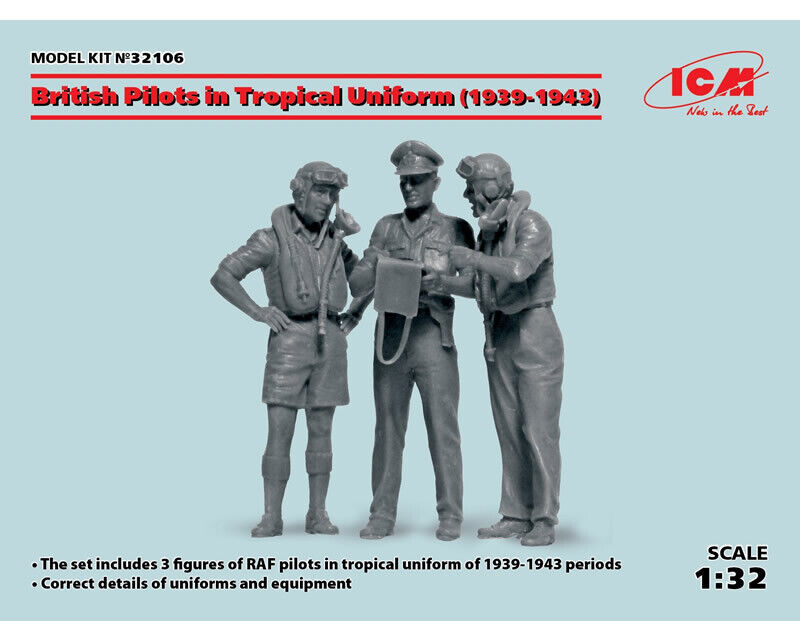 British Pilots in Tropical Uniform 1939-1943 (3 figures) 1:32 ICM32106 - icm mod