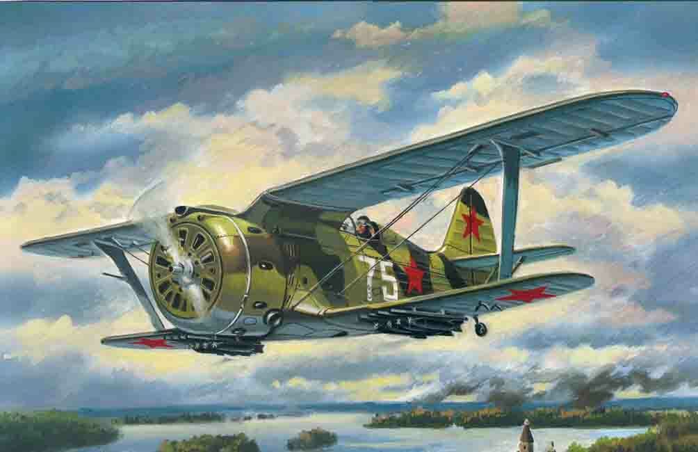 I-153 Chaika, WWII Soviet Biplane Fighter 1:72 Plastic Model Kit ICM
