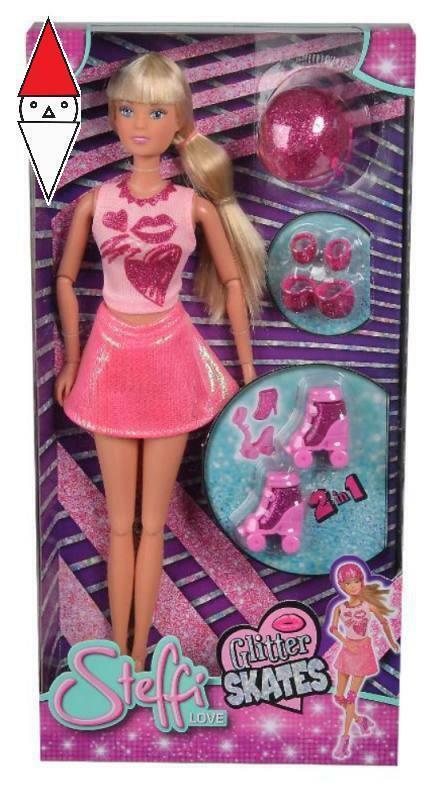 BAMBOLA SIMBA STEFFI LOVE ROLLER SKATES CON ACCESSORI GLITTERATI