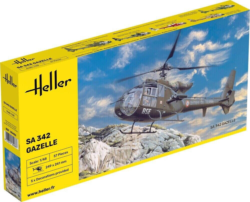 HELLER 1:48 KIT ELICOTTERO SA 342 GAZELLE  57 PEZZI 249X241 mm     ART 80486