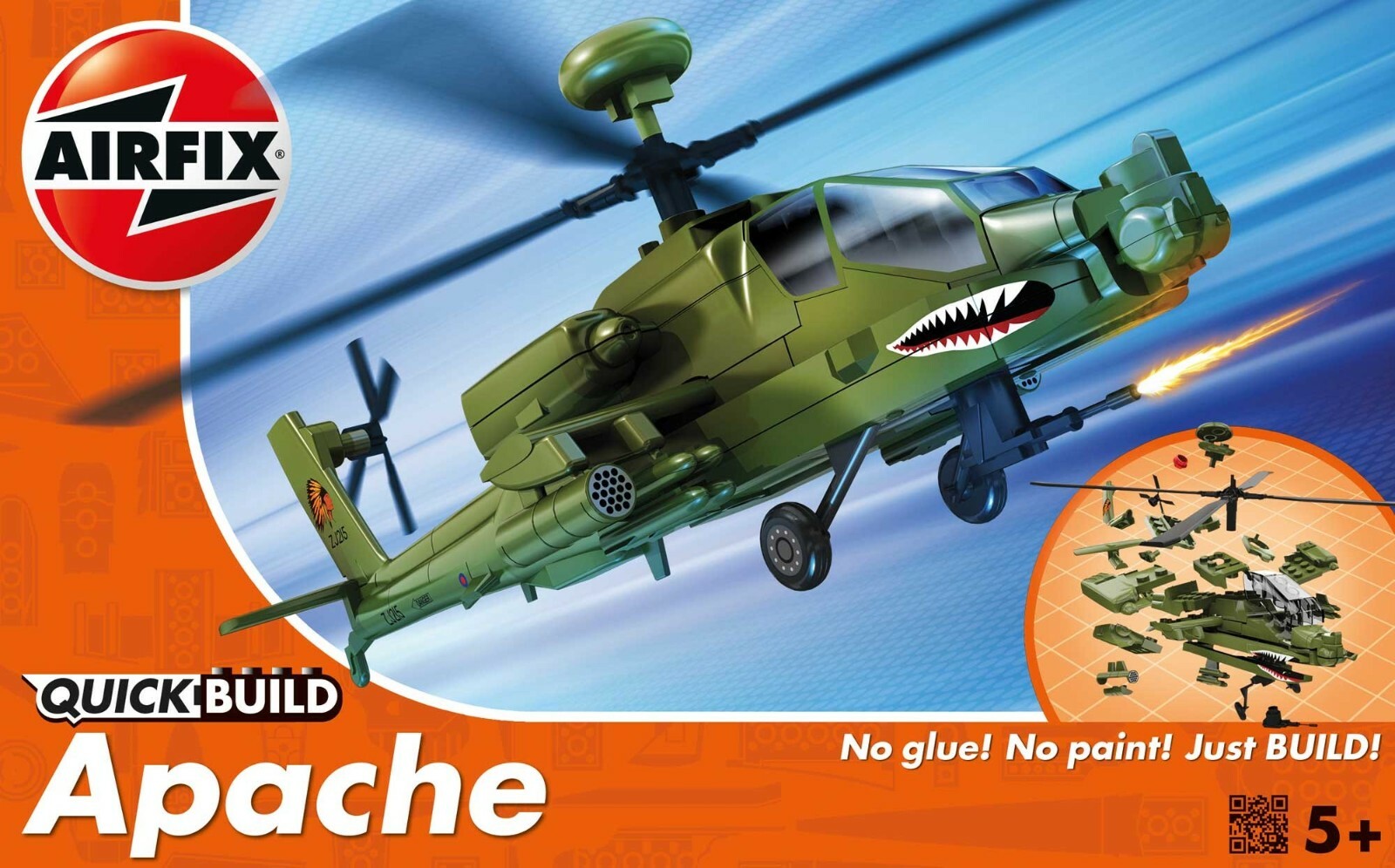 AIRFIX QUICK BUILD ELICOTTERO APACHE DA COSTRUIRE NO COLLA NO COLORI   ART J6004