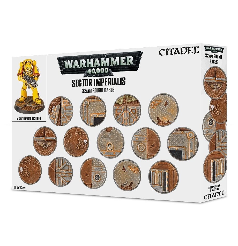 SECTOR IMPERIALIS round bases 32 mm - 60 basette tonde Citadel Warhammer 40.000