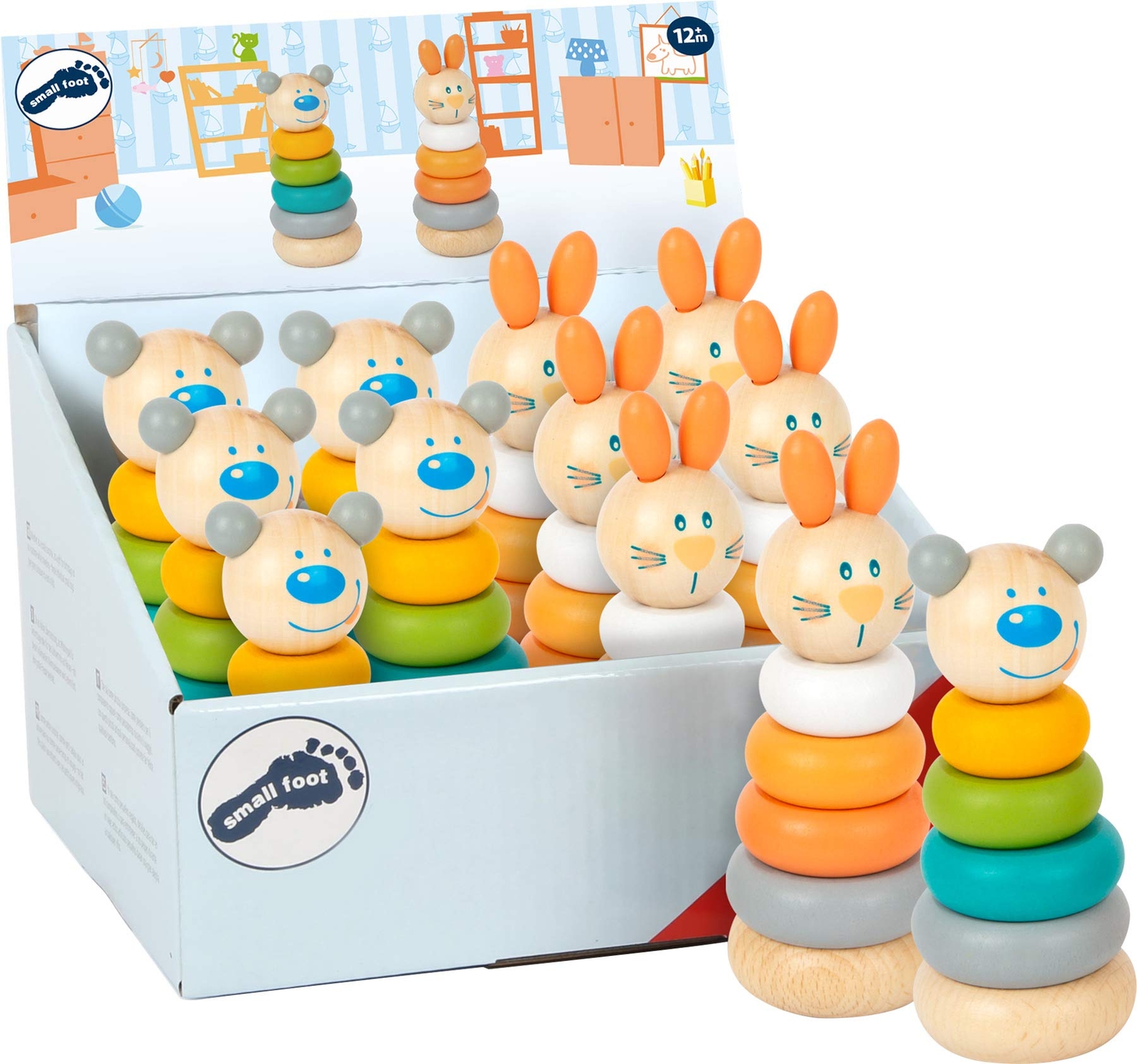 Small Foot 11714 Stacking Tower Display, Set of 12, Insert Game in Trendy Pastel