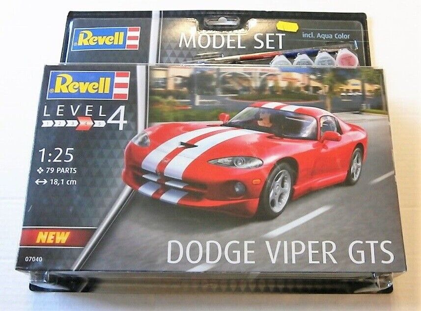 REVELL 1:25 MODEL SET KIT CAR AUTO DODGE VIPER GTS CON COLLA E COLORI   67040